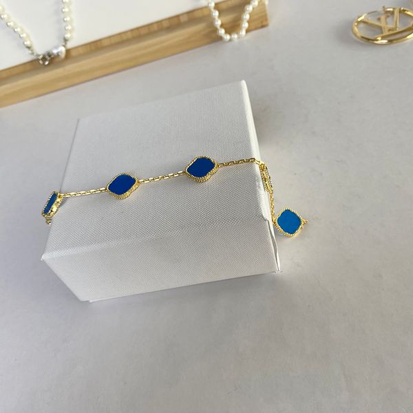 

fashion van clover bracelet 18k gold onyx shell mother of pearl bracelet for women and girls wedding mother's day jewelry women's, Black