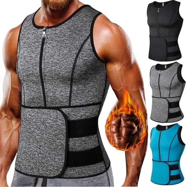 

men's body shapers neoprene men's shapers sweat vest for men waist trainer vest adjustable workout body shaper with double zipper, Black;brown