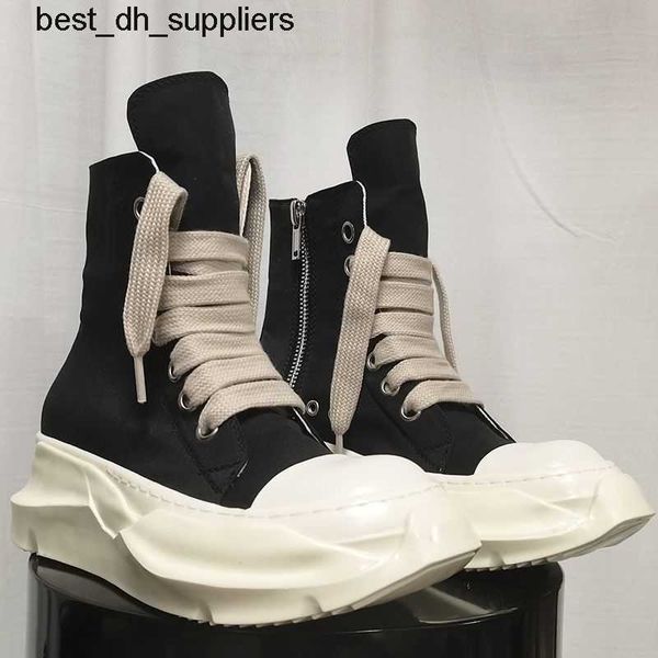

ro22 high cloth boots new style rick thick soled heightening lace up shoes for students coarse shoelaces owens breathable martin, Black