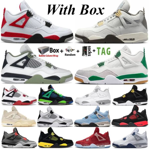 

with box jumpman 4 basketball shoes mens 4s red cement seafoam pine green pn dust sail red thunder white oreo black cat men women sneake