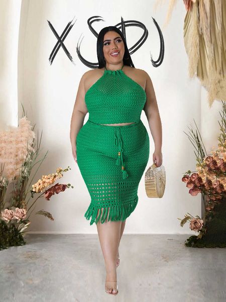

two piece dress skirt set 2 piece ladies summer outfits halter and skirt suit beach fashion plus size matching sets wholesale dropshipping j, White