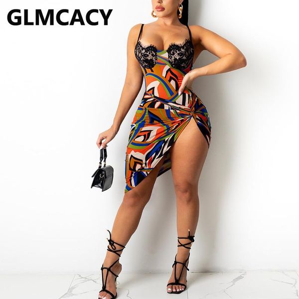 

dress spaghetti strap lace insert bodycon mini dress twist slit party club dress, White