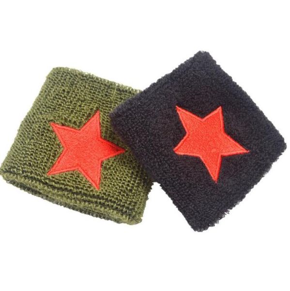 

1pc red star bracer protector wristband sports protection basketball volleyball tennis sweatband wrist wrap sports wristband2180570, Black;red