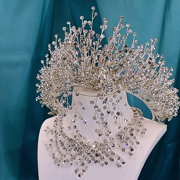 

wedding hair jewelry crown bride headwear baroque gold silver color tiaras princess accessories for queen's party 230508, Slivery;golden
