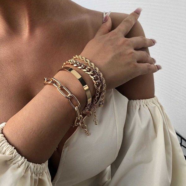 

hip hop alloy thick chain bracelet fashion punk female wholesale, Black