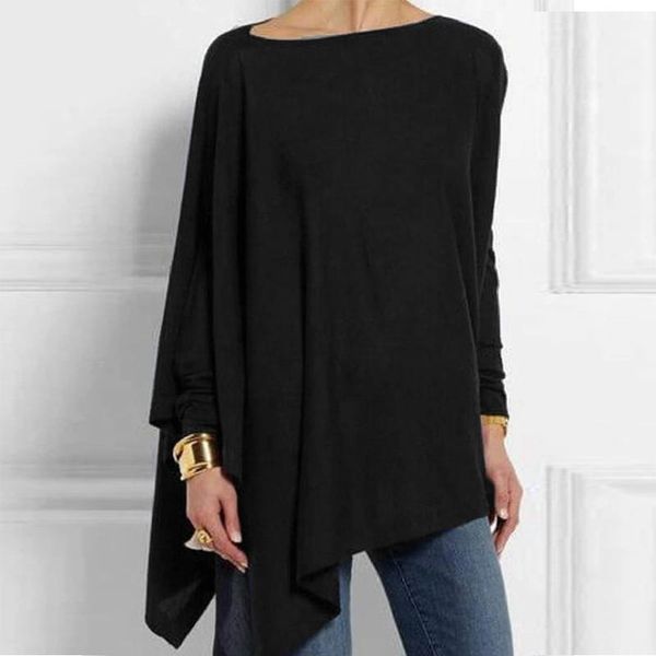 

t-shirt cotton irregular women blouses shirt 2022 autumn female solid pullover casual o neck long sleeve blouse ladies tunic blusas, White