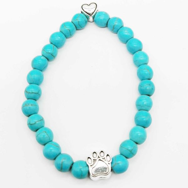 

colorful natural stone yoga bracelet female dog footprints love couple ornament, Golden;silver