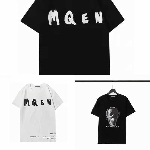 

mcqueen men t shirt 2023 summer mens womens designers t-s tees fashion man s casual chest letter luxurys clothing street shorts djsb, White;black