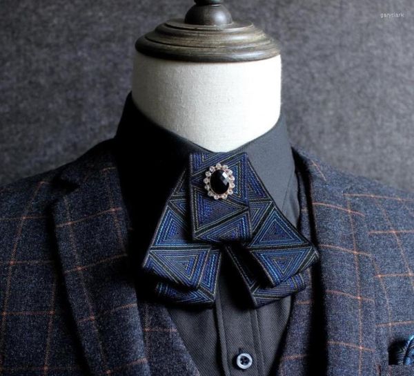 

england bow tie vintage men head diamod ribbon tassel brooch chic girls elegant costume jewelry collar pin girl cravat neck ties5145784, Blue;purple