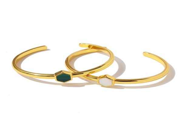 

luxury jewelry women designer bracelet gold hexagon malachite cuff bangle ins fashion earrings and diamond clavicle chain jewelry 4063285, White