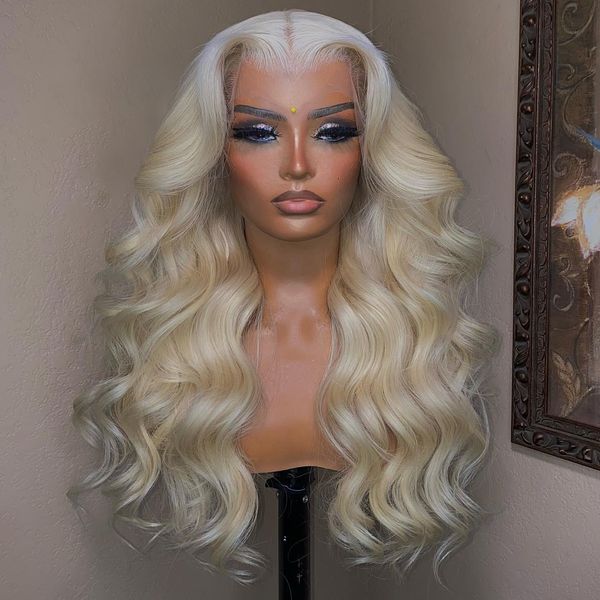 

40 Inch 613 Honey Blonde Front Human Hair Wigs Brazilian Body Wave Colored HD Lace Frontal Wig For Women Synthetic Heat Resistant, Orange color