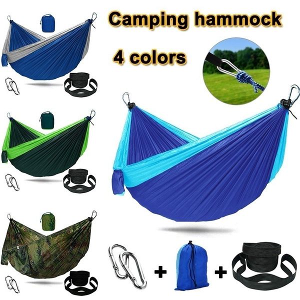 

single double camping hammock with straps - lightweight nylon portable hammock, parachute hammock for backpacking, camping, travel, b