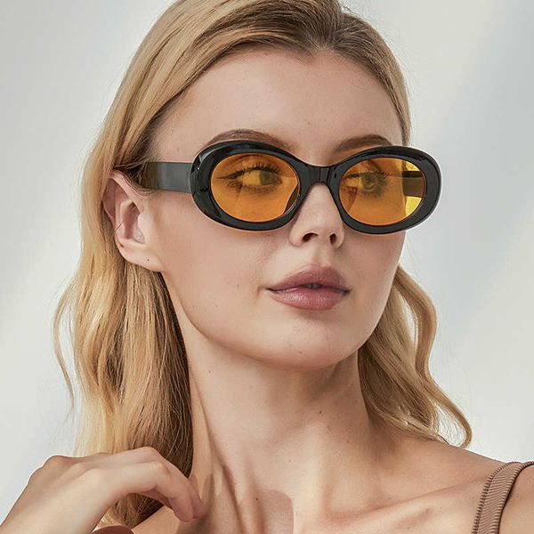 

new oval sunglasses uv resistant wide leg black glasses, White;black