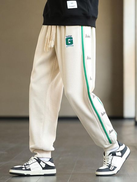 

pants 2022 fall/winter corduroy sweatpants men baggy joggers fashion letter embroidery big size trousers male casual harem pants 8xl, Black