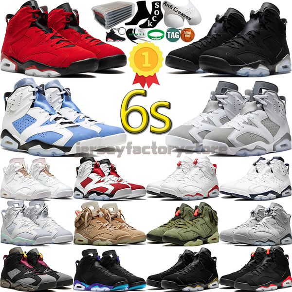

box with 6 basketball shoes men women 6s toro bravo cool grey chrome dmp unc home olive infrared red oreo aqua carmine gold hoops mens women