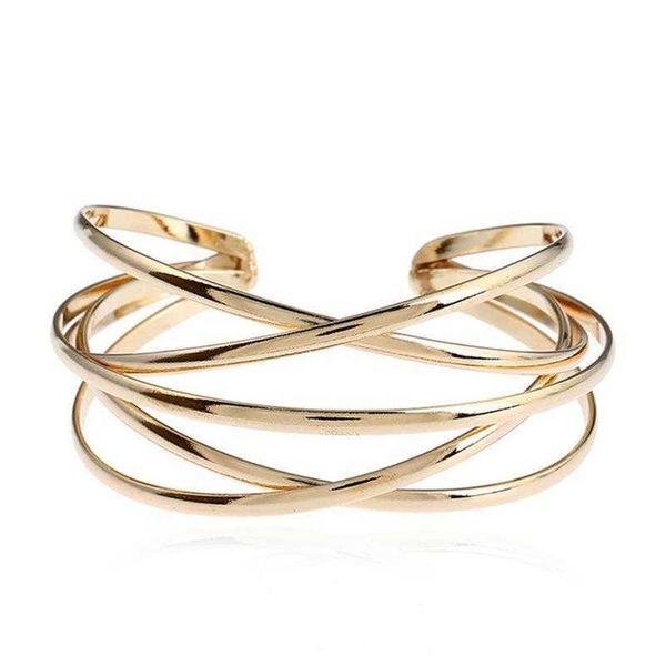 

metal open ended bracelet personality hollow out vintage jewelry, Golden;silver