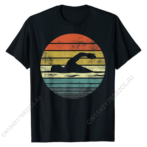 

men's t-shirts swimmer gifts funny retro vintage sunset swim swimmin t-shirt design men's tshirts cotton tees design 230509, White;black