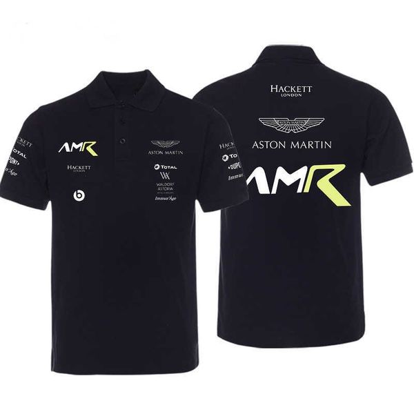 

2023 fashion f1 men's polo formula one team aston martin wec vettel driver casual sports jacket air travel clothing, White;black