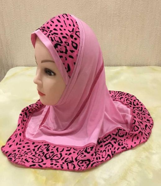 

girls kids muslim hijab hats islamic arab prayer scarf cap shawls amira headwear leopard patchwork headscarf ramadan turban new x05335567, Blue;gray