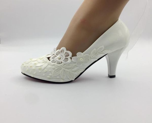 

handmade white lace pearl wedding pumps shoes women high heel bride shoes wedding bridesmaid shoes size eu 35424787416, Black