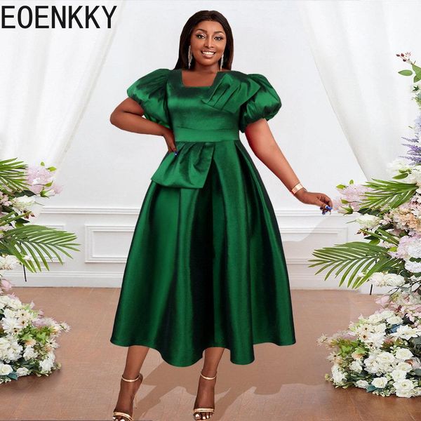 

dresses eoenkky plus size new square collar lantern sleeve dress casual style high waist slimming bow onestep wholesale dropshiping, Black