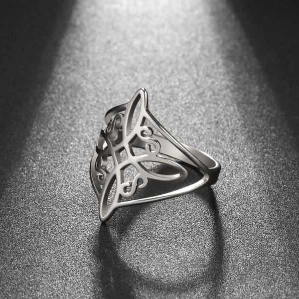 

band rings 2023 witch knot stainless steel ring wiccan cross celtics knot women rings witchcraft good luck protection amulet new year gifts, Silver