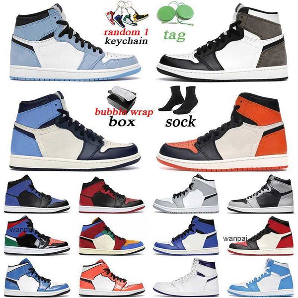

with original box men women jumpman 1 basketball shoes 1s obsidian university blue dark mocha hyper royal outdoor mens trainer