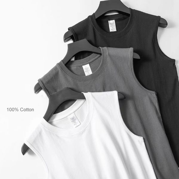 

mens tank summer basic 100% coton men black white gray 230509, White;black