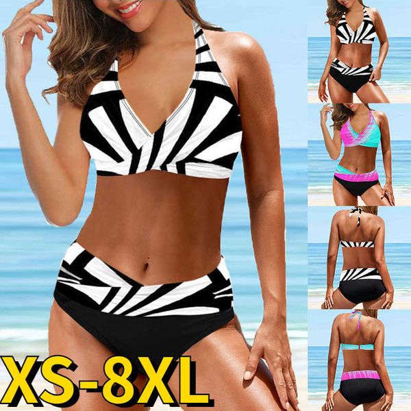 

women's plus size swimwear summer women bikini swimwear women loose size bikinis set swimsuit abstract printing bathing suit twopiece s, Black