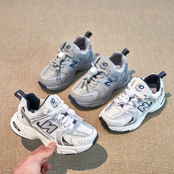 

girls' breathable sports shoes summer new boys' mesh casual children's anti slip fashion brand dad 530, Black