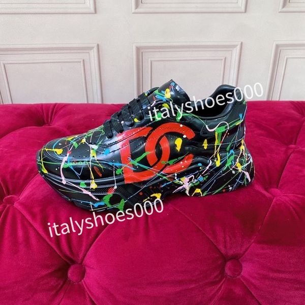 

casual shoes designer italy for women sneaker leather embroidered stripes white shoe flat platform walking sports trainers, Black