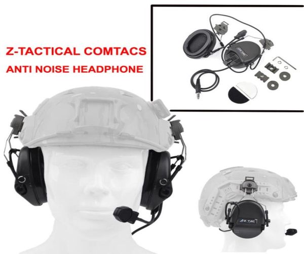 

z tactical sordin headset noise canceling earphone with fast helmet rail adapter set for mi litary airsoft hunting headphone z0348713166