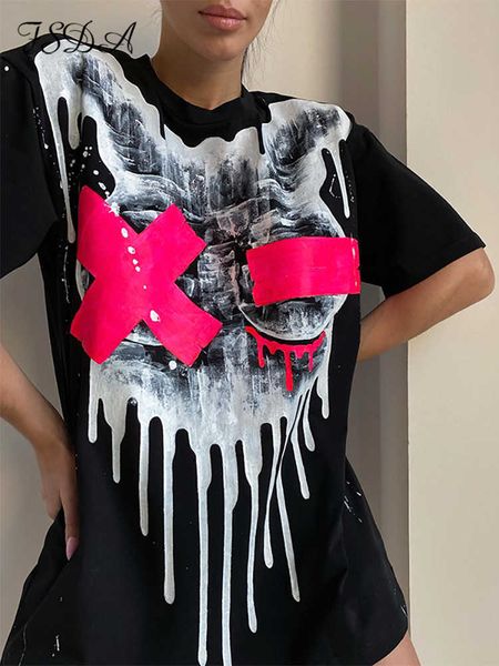 

women's t-shirt fsda 2022 summer o neck y2k print t shirts women loose fashion casual short sleeve graphic black tee trendy oversized j, White