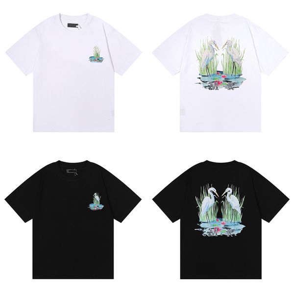 

mens tshirt luxury hami tee usa dragon crane pattern letter printing double yarn cotton short sleeve casual fashion couple loose t-shirt siz, White;black