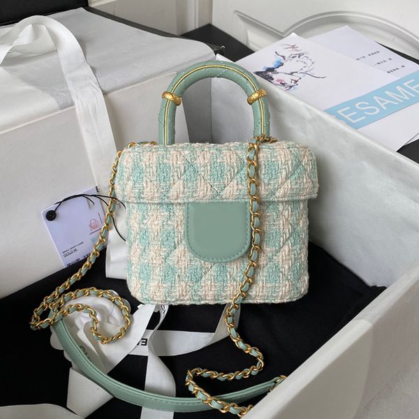 

designer cosmetic bag luxury handbag genuine leather crossbody bag 15cm high imitation shoulder bag with box zc041
