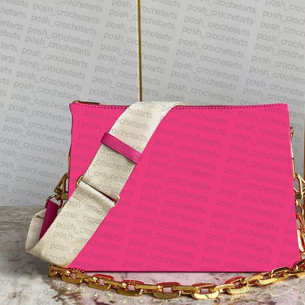 

trendy genuine leather shoulder bag with wide strap embossed pillow soft shoulder bag w gold chain