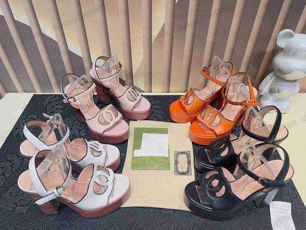 

2023 new designer for women high heel sandals chunky heel sandals waterproof table open toe buckle comfort shopping banquet leather fashion, Black