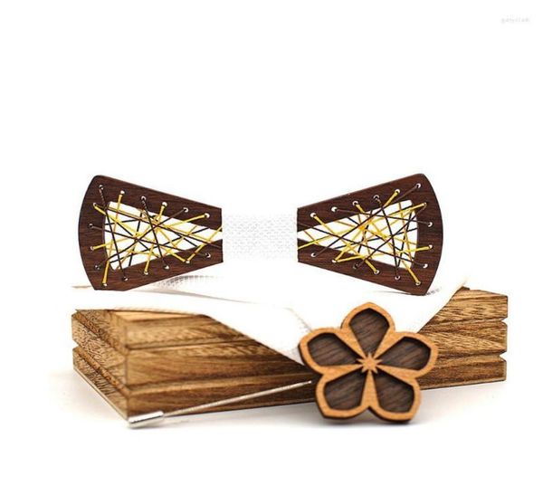 

linbaiway personality wooden bow tie set for mens handkerchief wood bowtie brooches wedding party cravate homme noeud papillon nec6237903, Blue;purple