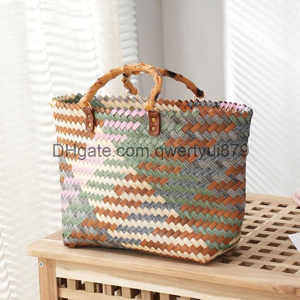 

qwertyui879 evening bags women's straw woven bag 2022 personality ins tote bag one shoulder portable large capacity fashion cane woven