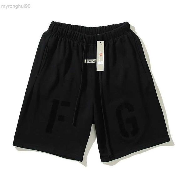 

fear of fog essentail shorts season main line fg flocking print high trendy men's and women's shorts s3jd, White;black