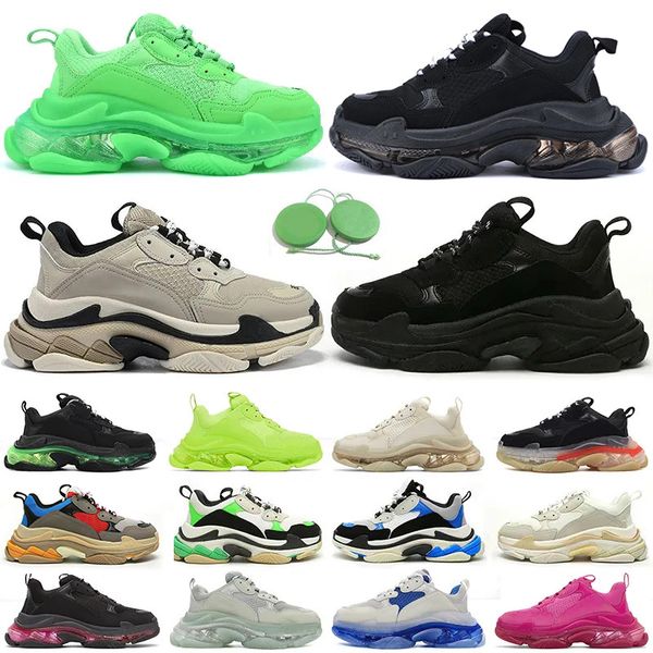 

17fw triple s men women designer casual shoes platform sneakers clear sole black white grey red pink blue royal neon green mens trainers ten