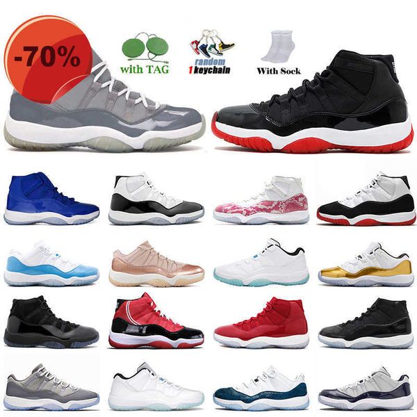 

sandals with box 11 11s high og cool grey bred men women basketball shoes space jam navy blue light rose gold yellow georgetown metallic sil, Black