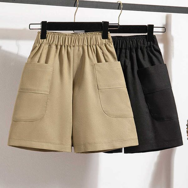

women's shorts surmiitro s-5xl plus size cotton linen shorts women 2023 summer korean fashion casual wide leg high waist short pants fe, White;black
