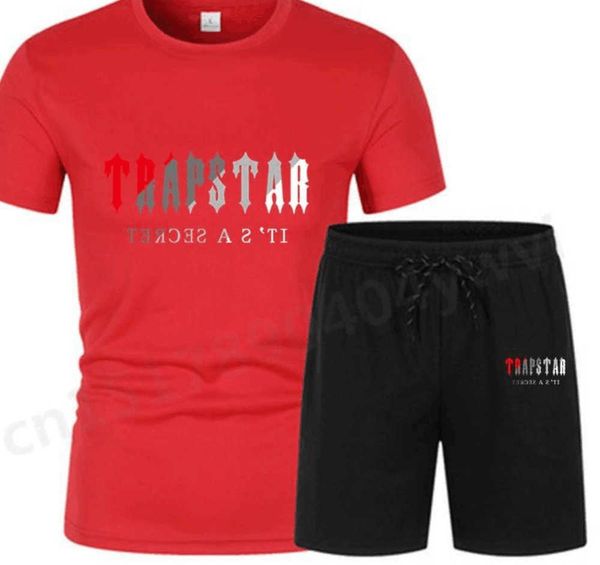 

trapstar t shirts and shorts set men tracksuit summer basketball jogging sportswear streetwear harajuku t shirt suit 220621074, Gray