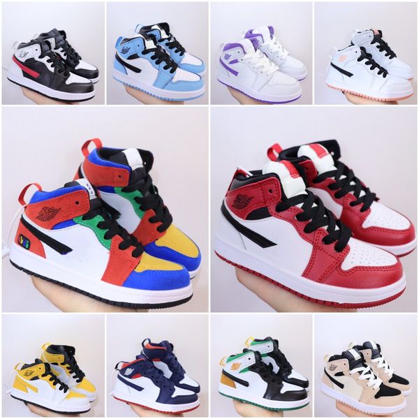 

air jumpman 1 basketball shoes kid jordon 1s lost found true university blue hyper royal panda black white unc smoke grey running shoes boys