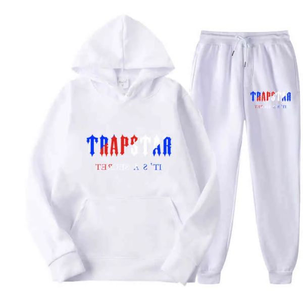 

tracksuit trapstar brand printed sportswear men's t shirts 16 colors warm two pieces set loose hoodie sweatshirt pants jogging 22061586, White;black