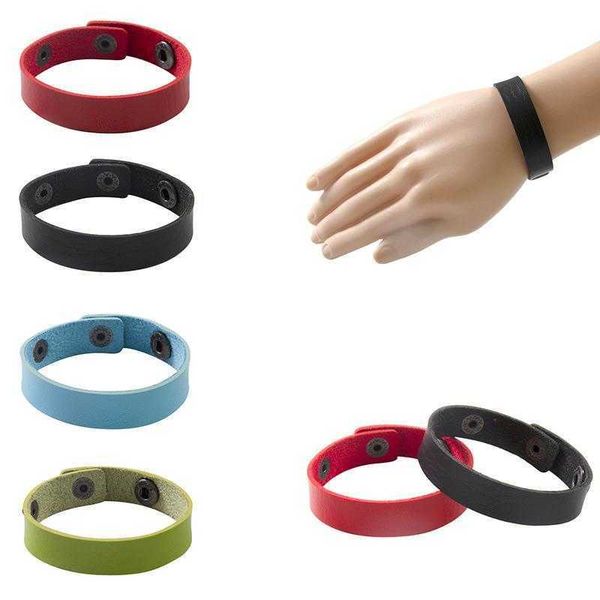

punk simple bracelet pu leather couple hand strap, Golden;silver
