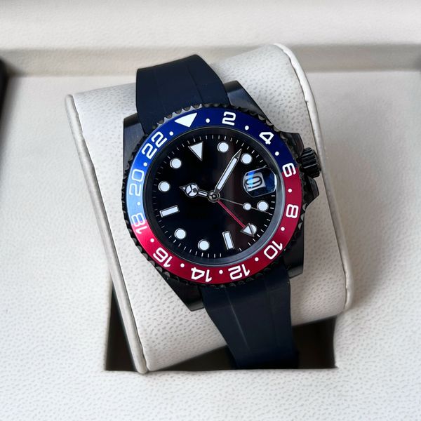 

2023 new version black watch automatic mens luxury watches gmt ceramic bezel 40mm 904l 126720 movement sapphire waterproof luminous watch, Slivery;brown