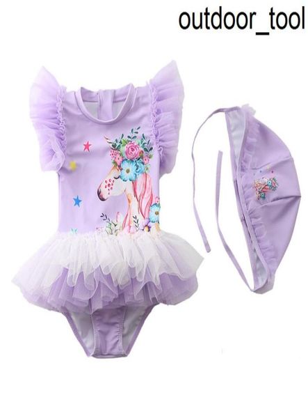 

girl039s swimwears 2022 new children039s swimsuit female baby swimsuit flying sleeve gauze skirt girl039s onepiece swims9852706