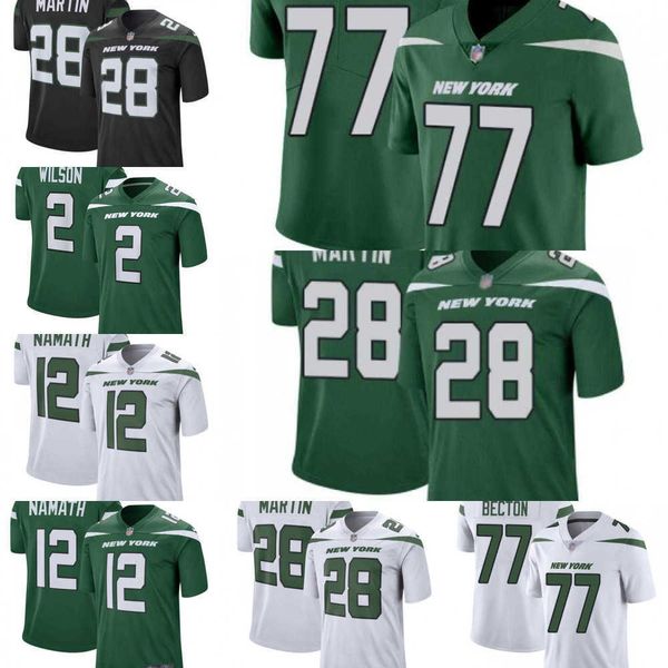 

football jerseys men women youth new york''jets''jersey 2 zach wilson 77 mekhi becton 12 joe namath 28 curtis martin foo, Black;red